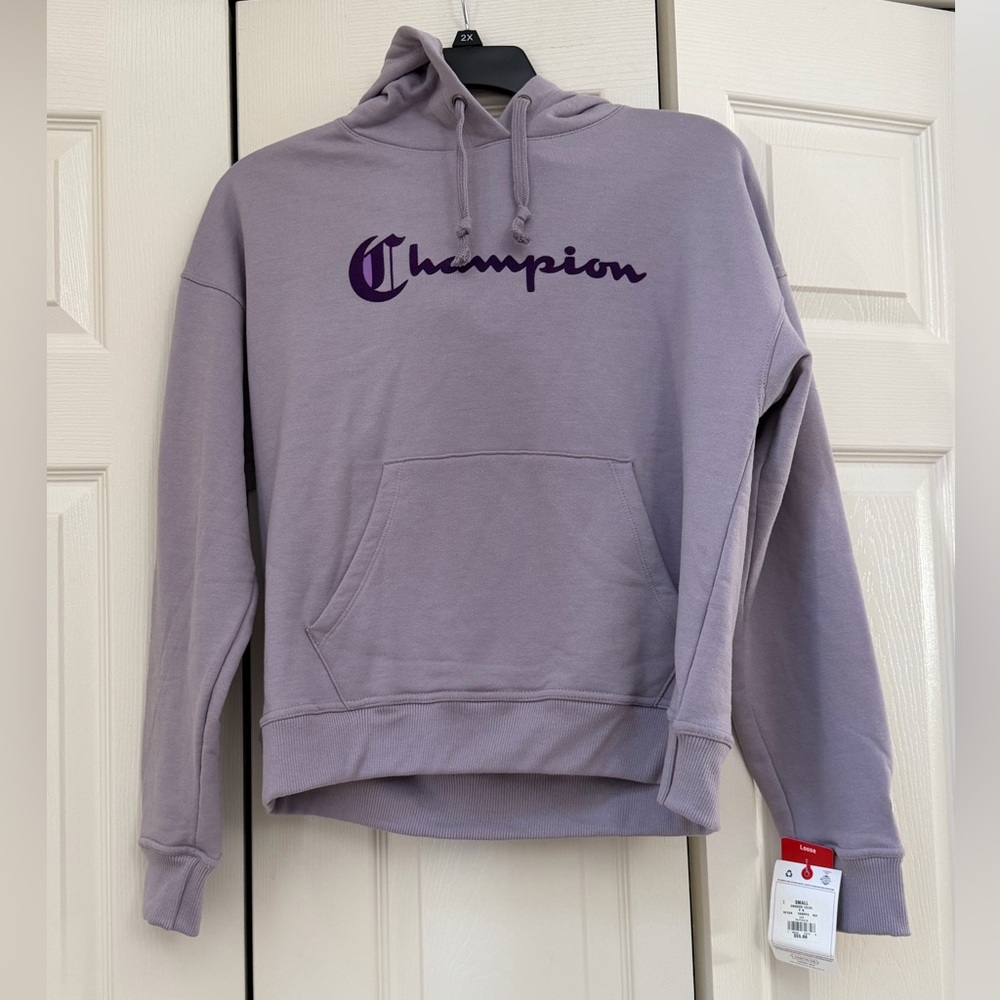 NWT - Champion Lavender Script Logo Hoodie Sweatshirt - Men's Small